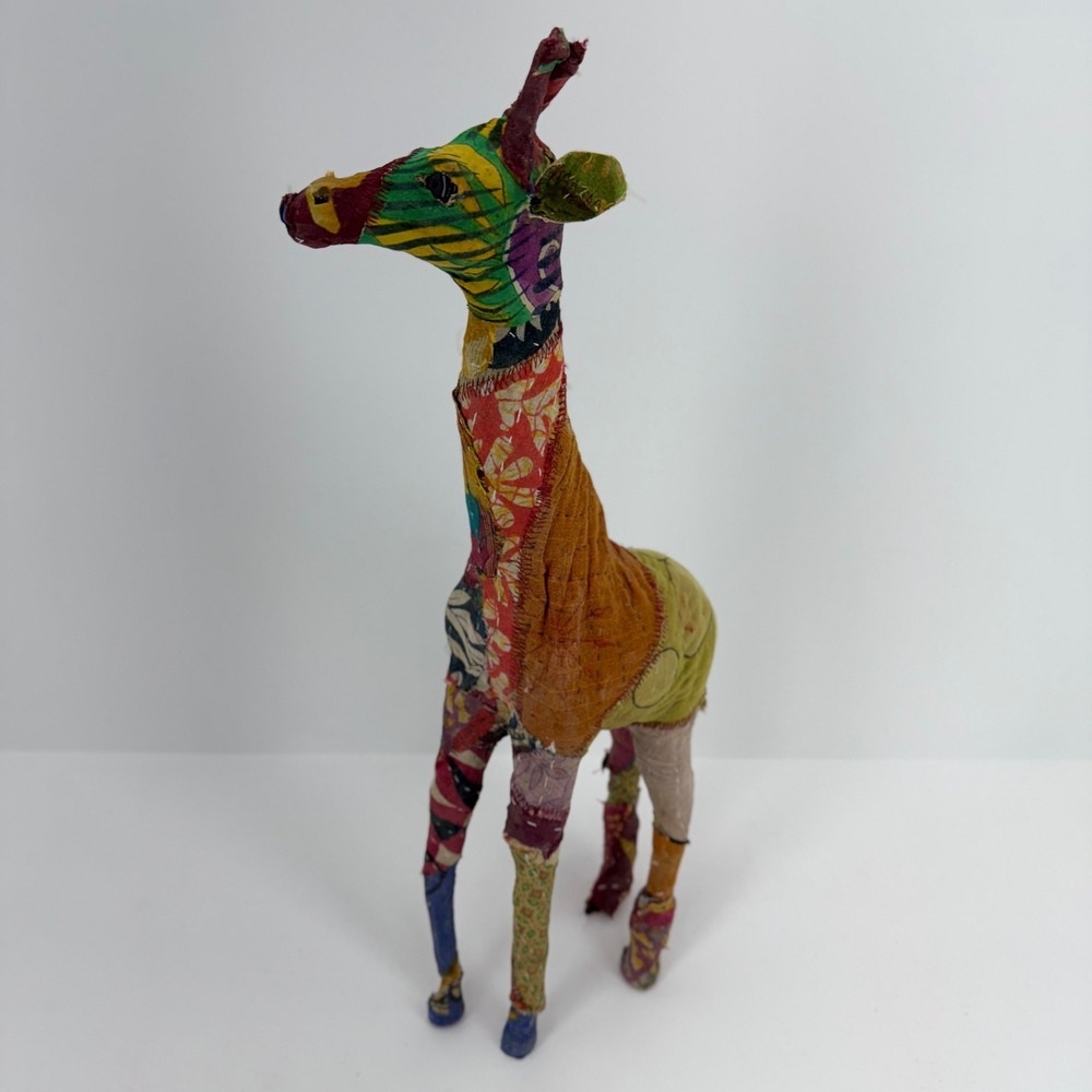 Vintage Fabric Wrapped Giraffe Large decoupage 18' Good‎ Folk Art Decor